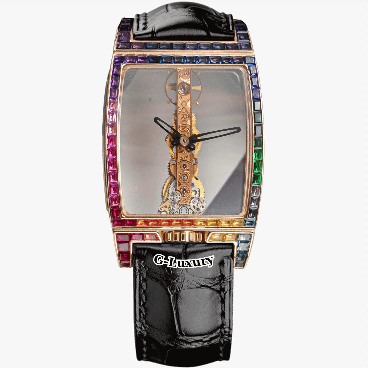 Corum Golden Bridge Classic Rose Gold Ruby Baguette