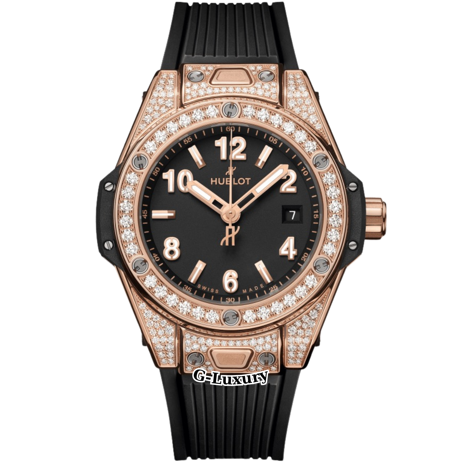 Hublot Big Bang One Click King Gold Pavé 33mm Ref. 485.OX.1180.RX.1604 – Black Dial