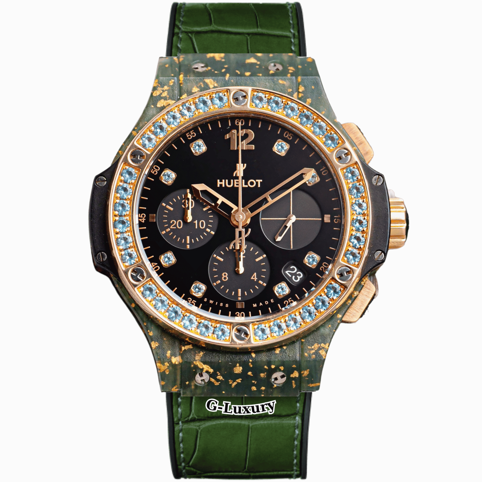 Hublot Big Bang Leinen Grun Gold Welt 341.XG.1280.LR.1229 UHR Limitierte 076/200