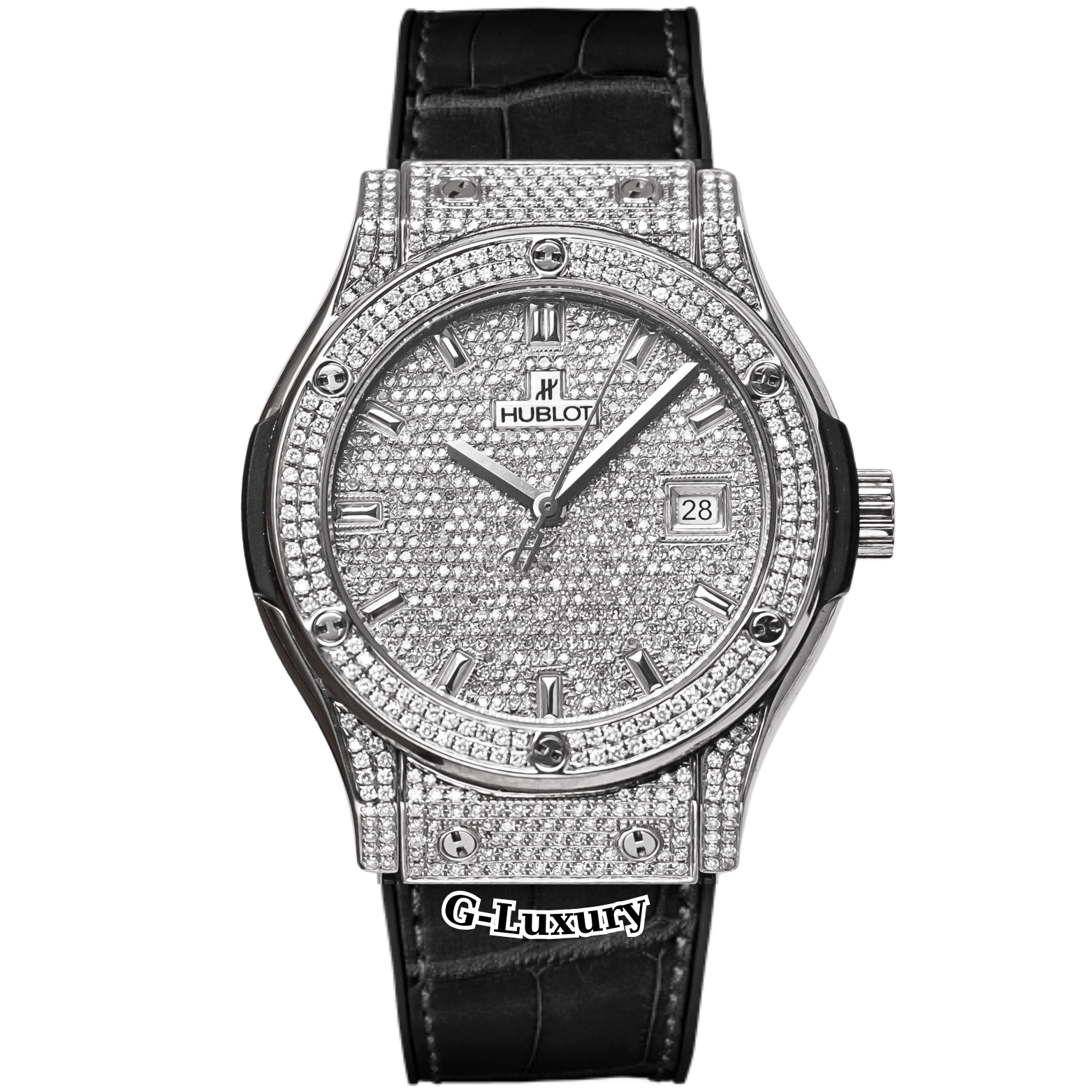 Hublot Classic Fusion Titanium 42mm Custom Full Diamonds Pave Ref. 542.NX.8970.LR