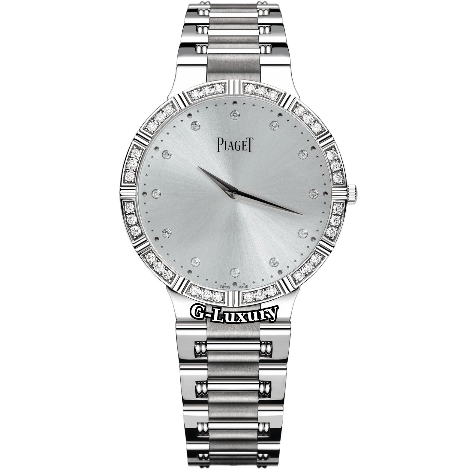 Piaget Dancer in White Gold with Diamond Bezel on White Gold Bracelet with Silver Diamond Dial Ref. G0A31046