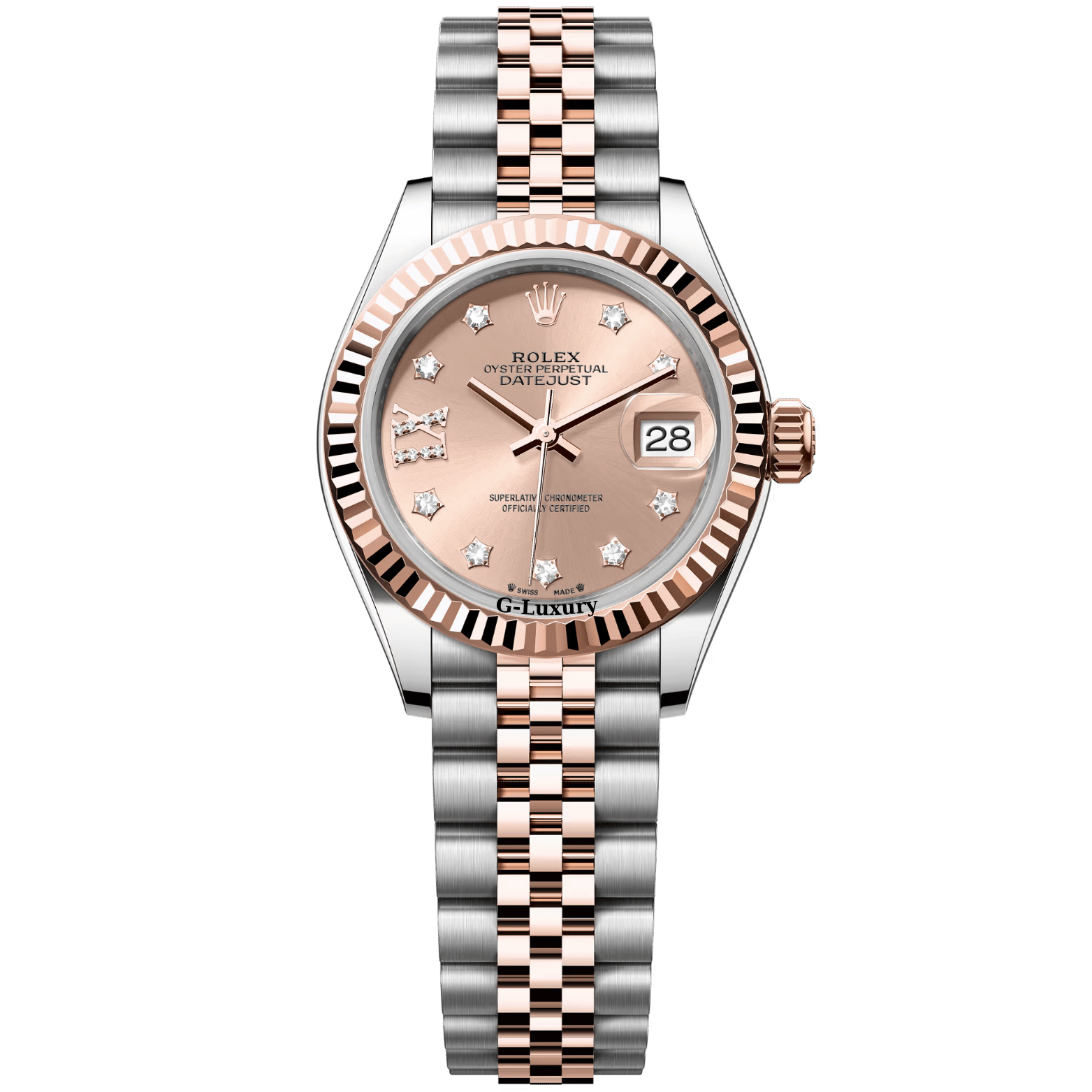 Rolex Oyster Perpetual Lady-Datejust 28mm 279171 Mặt số màu hoa hồng nạm kim cương hình ngôi sao