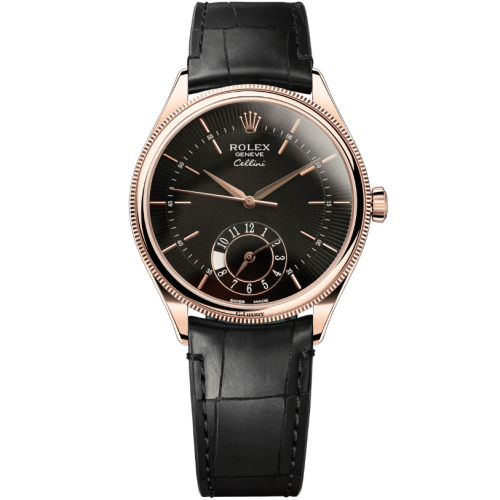 Rolex Cellini Dual Time Rose Gold Black Dial 39mm - 50525
