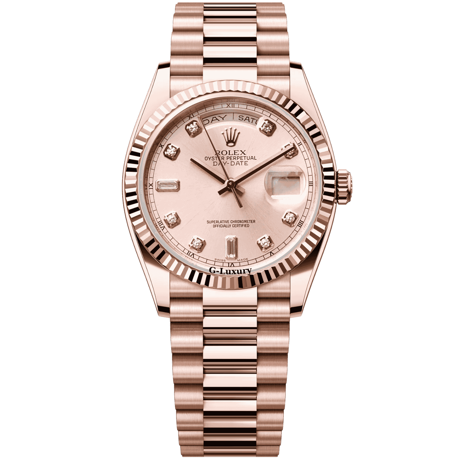 Rolex Oyster Perpetual Day-Date 36mm 118235 Mặt Số Tia Hồng