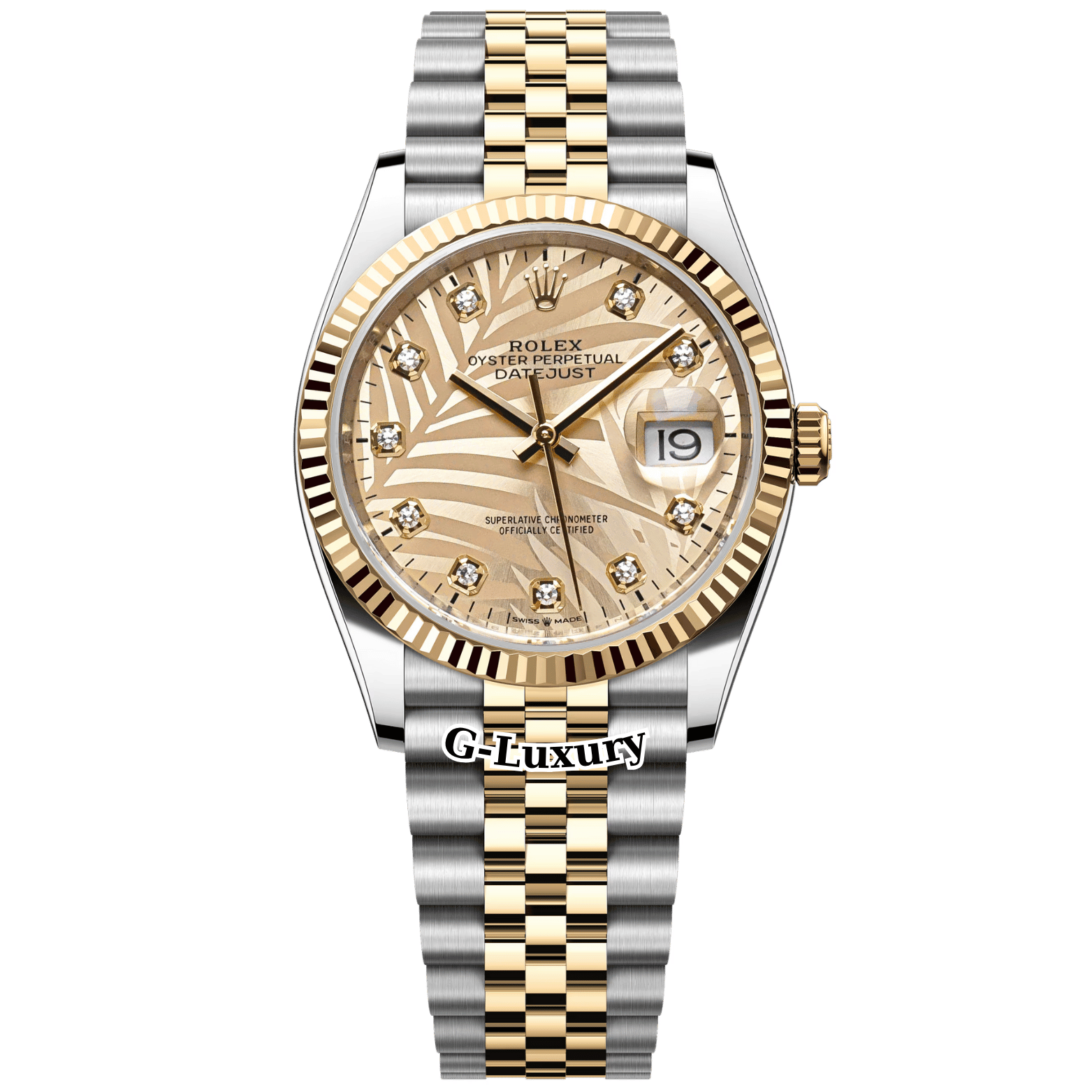 Rolex Oyster Perpetual Datejust 36mm Ref. 126233  Champagne Palm Motif Dial