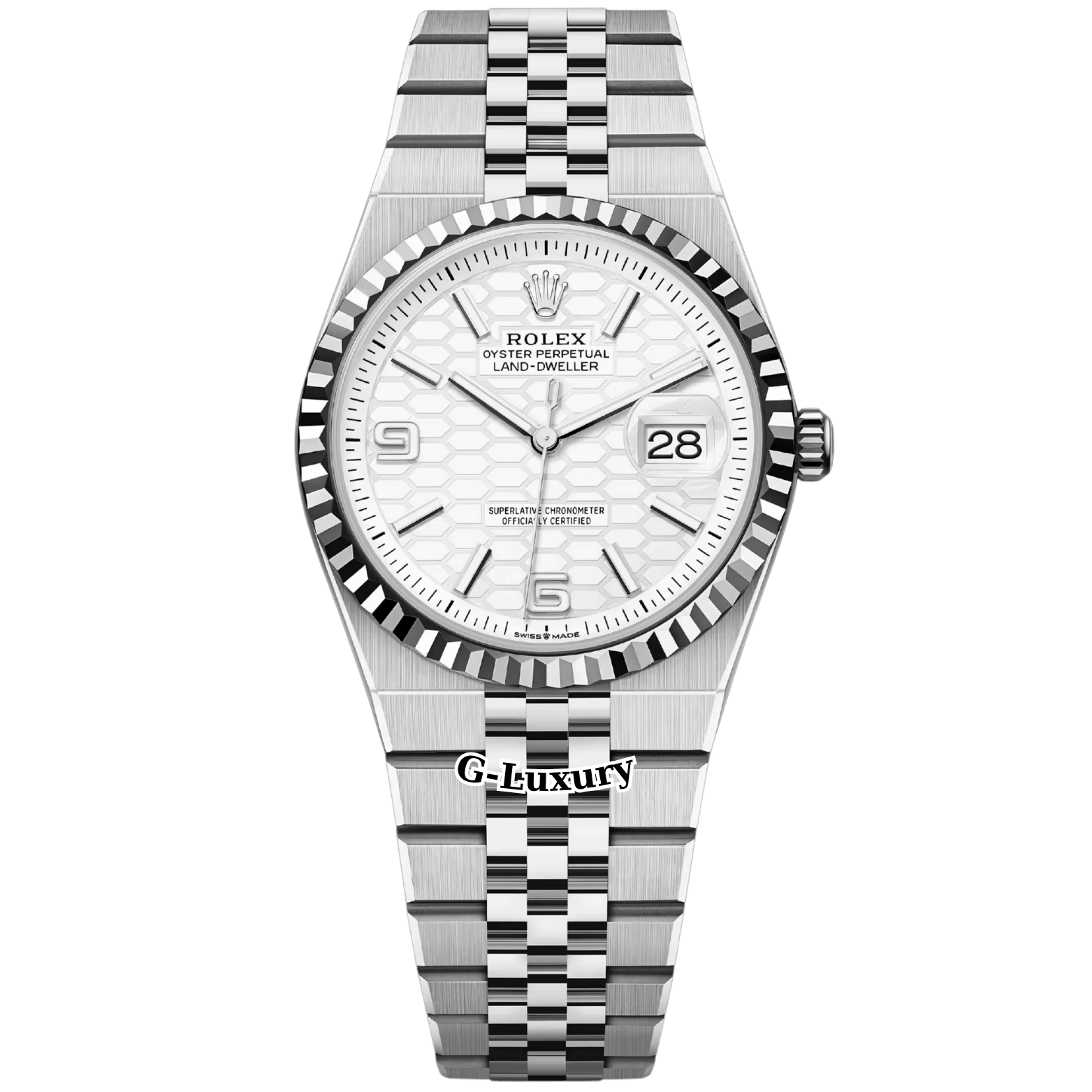 Rolex Oyster Perpetual Land-Dweller 36mm Ref. 127234-0001 – Mặt số trắng họa tiết tổ ong