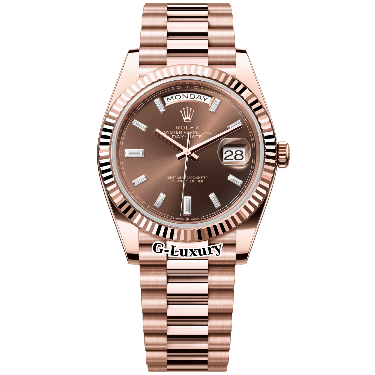 Rolex Oyster Perpetual Day-Date 40 Ref. 228235 – Chocolate Baguette Diamond Dial