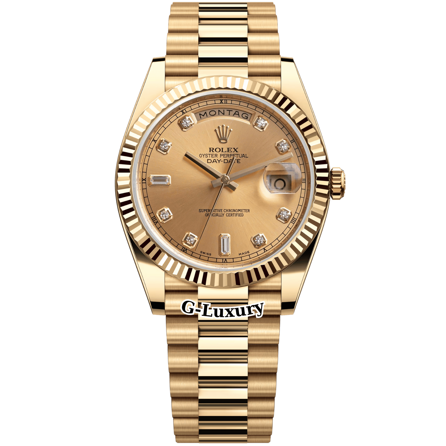 Rolex Oyster Perpetual Day-Date 41mm 218238 Champagne Diamonds Dial