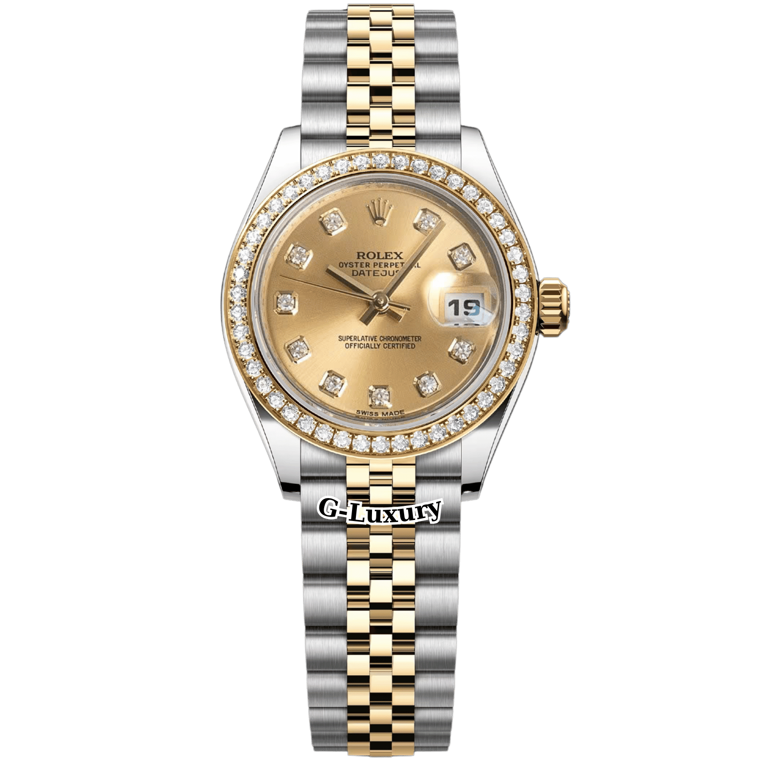 Rolex Oyster Perpetual Lady-Datejust 26mm Ref. 179383– Champagne Dial Diamond Bezel