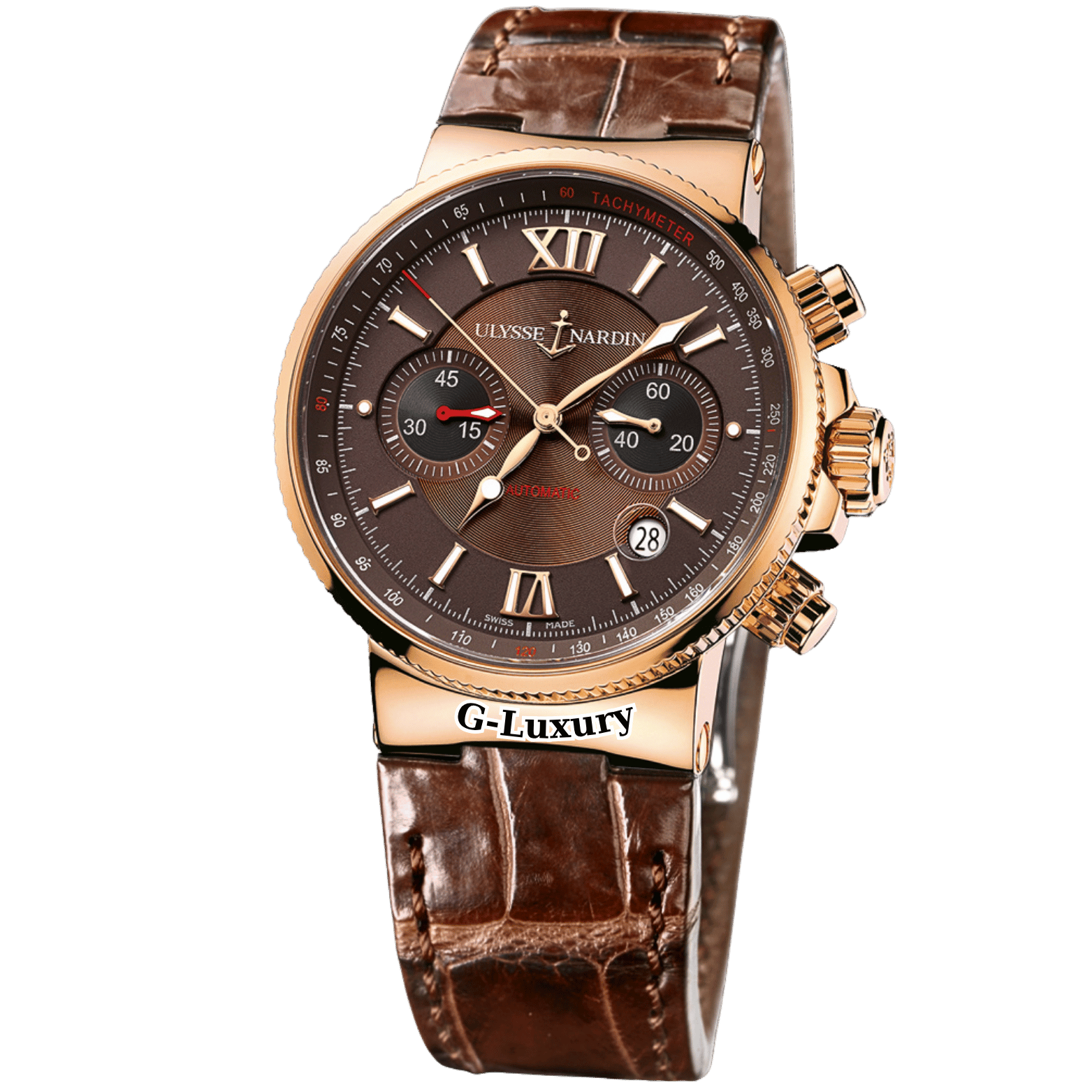 Ulysse Nardin Maxi Marine Chronograph 356-66/355 Rose Gold Brown Dial