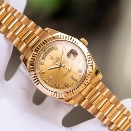 Rolex Oyster Perpetual Day-Date II 128238 41mm 18k Gold Champagne Diamond Dial Presidential