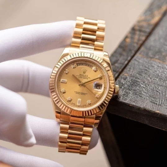 Rolex Oyster Perpetual Day-Date II 128238 41mm 18k Gold Champagne Diamond Dial Presidential
