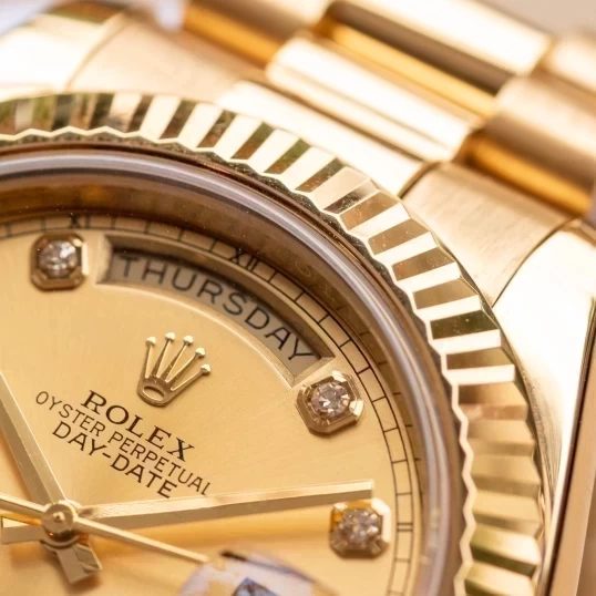 Rolex Oyster Perpetual Day-Date II 128238 41mm 18k Gold Champagne Diamond Dial Presidential