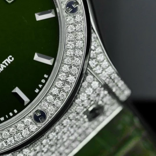 Hublot Classic Fusion Titanium Pave Green Dial 42mm 542.NX.8970.LR