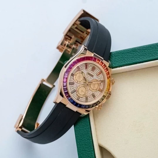 Rolex Cosmograph Daytona 116515LN Rainbow Custom Diamonds Dial and Bezel