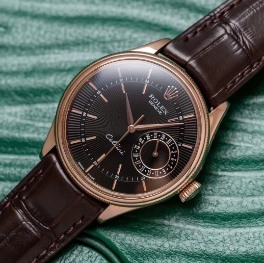 Rolex Cellini Date 39mm 50515 Everose Gold Black Brown