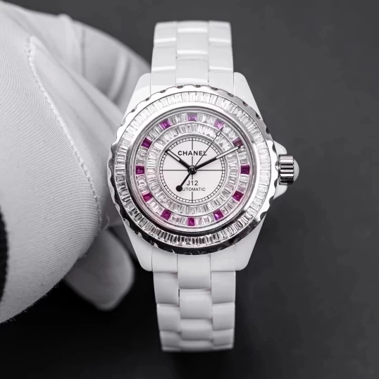 Chanel J12 White Ceramic Automatic Custom Bezel Diamonds 39mm