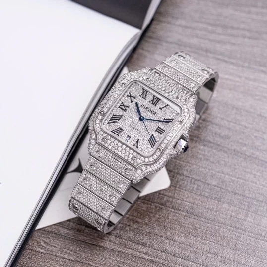 Cartier Santos Bussdown Diamond Roman Dial 40mm - Ref. WSSA0037