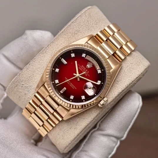 Rolex Oyster Perpetual Day-Date 36mm 18K Yellow Gold 18038 Red Ombre Dial