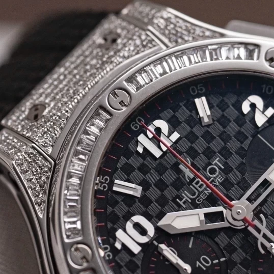 Hublot Big Bang Original Steel Ceramic 41mm 342.SB.131.RX Custom Full Diamonds & Baguette Diamonds Bezel