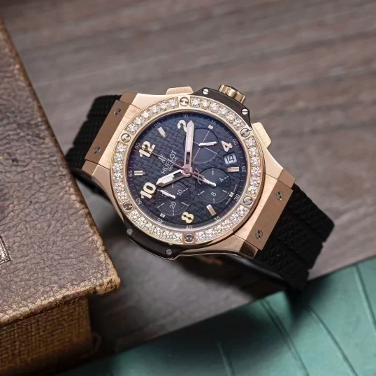 Hublot Big Bang Gold Ceramic 41mm 341.PB.131.RX Custom Bezel Diamonds