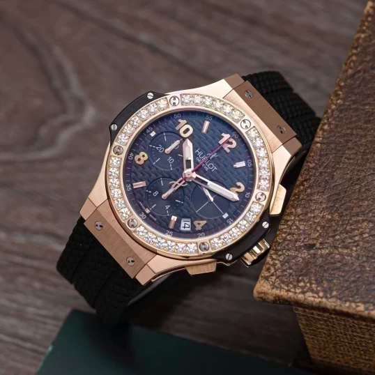 Hublot Big Bang Gold Ceramic 41mm 341.PB.131.RX Custom Bezel Diamonds