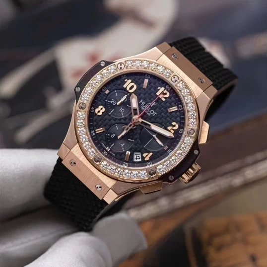 Hublot Big Bang Gold Ceramic 41mm 341.PB.131.RX Custom Bezel Diamonds