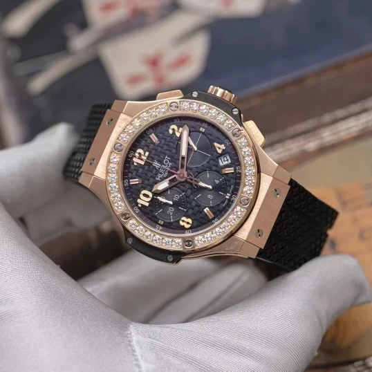 Hublot Big Bang Gold Ceramic 41mm 341.PB.131.RX Custom Bezel Diamonds