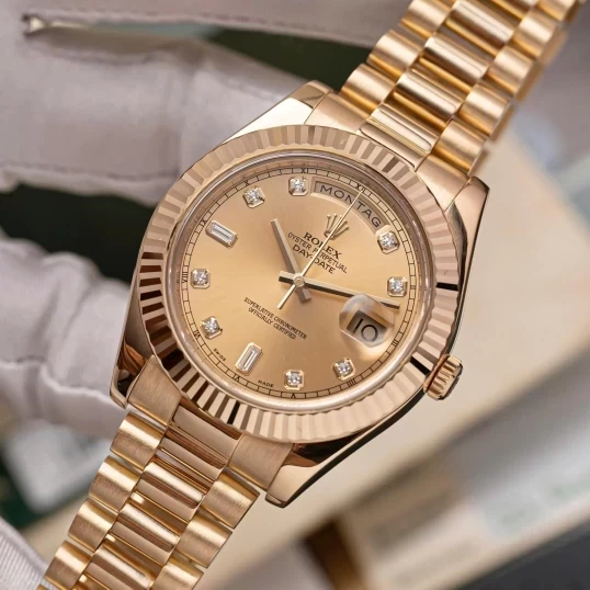 Rolex Oyster Perpetual Day-Date 41mm 218238 Champagne Diamonds Dial