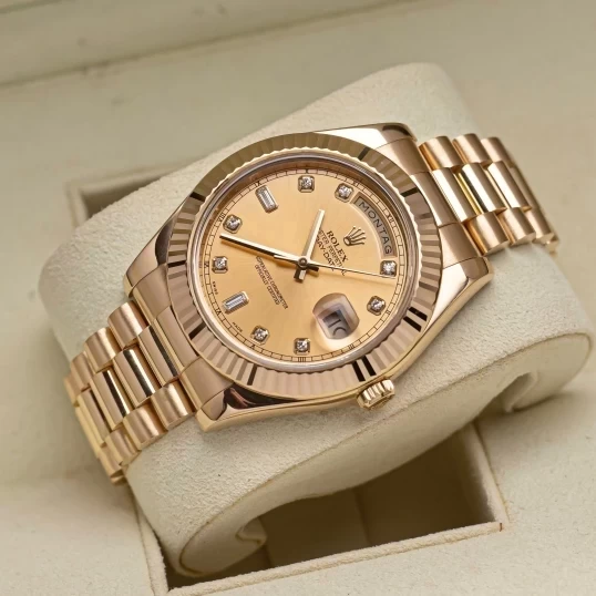Rolex Oyster Perpetual Day-Date 41mm 218238 Champagne Diamonds Dial