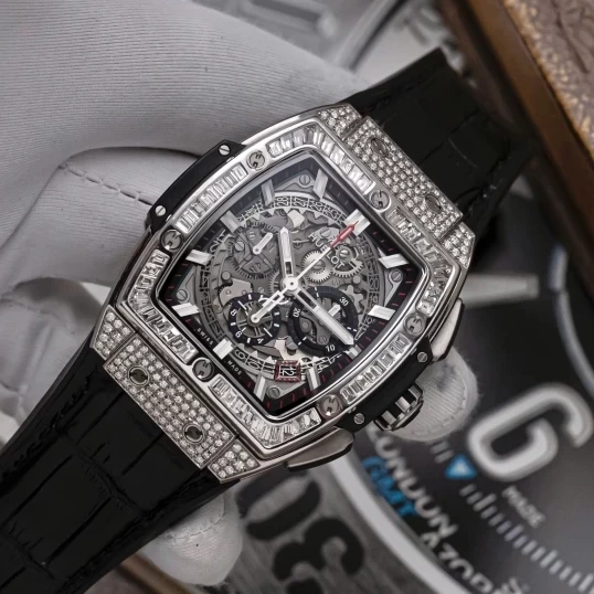 Hublot Spirit of Big Bang Titanium 42mm 641.NX.0173.LR Custom Full Diamonds & Baguette Diamonds Bezel