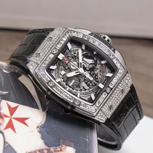 Hublot Spirit of Big Bang Titanium 42mm 641.NX.0173.LR Custom Full Diamonds & Baguette Diamonds Bezel