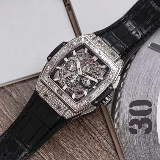 Hublot Spirit of Big Bang Titanium 42mm 641.NX.0173.LR Custom Full Diamonds & Baguette Diamonds Bezel