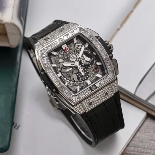 Hublot Spirit of Big Bang Titanium 42mm 641.NX.0173.LR Custom Full Diamonds & Baguette Diamonds Bezel