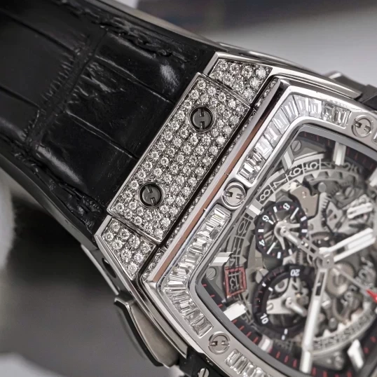 Hublot Spirit of Big Bang Titanium 42mm 641.NX.0173.LR Custom Full Diamonds & Baguette Diamonds Bezel
