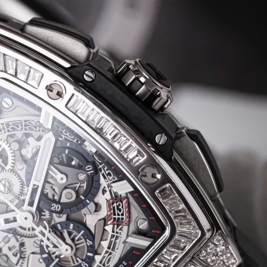Hublot Spirit of Big Bang Titanium 42mm 641.NX.0173.LR Custom Full Diamonds & Baguette Diamonds Bezel