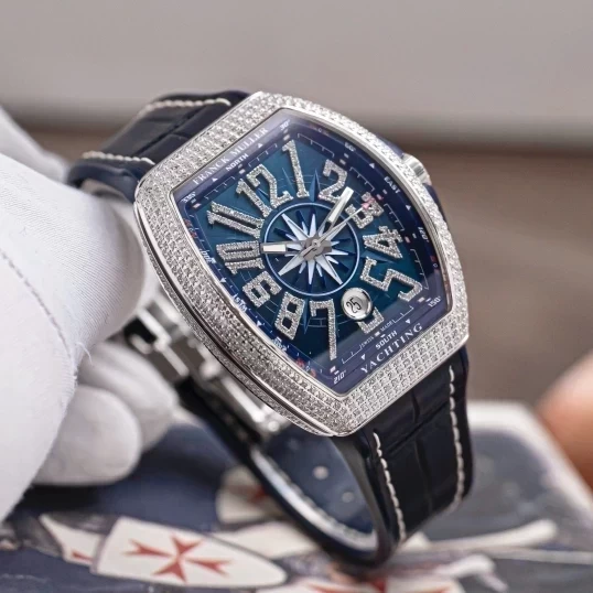 Franck Muller Yachting V41 Steel Custom Diamond Blue Dial