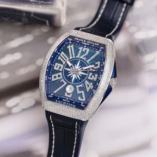 Franck Muller Yachting V41 Steel Custom Diamond Blue Dial