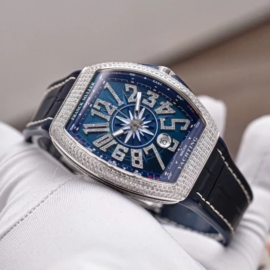 Franck Muller Yachting V41 Steel Custom Diamond Blue Dial