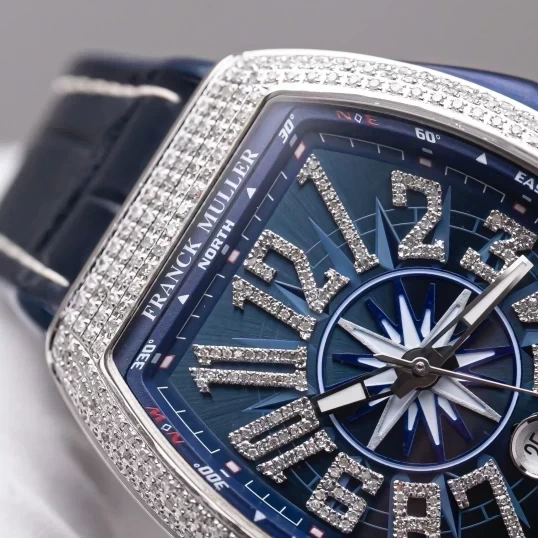 Franck Muller Yachting V41 Steel Custom Diamond Blue Dial