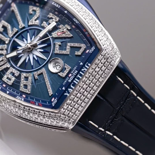 Franck Muller Yachting V41 Steel Custom Diamond Blue Dial