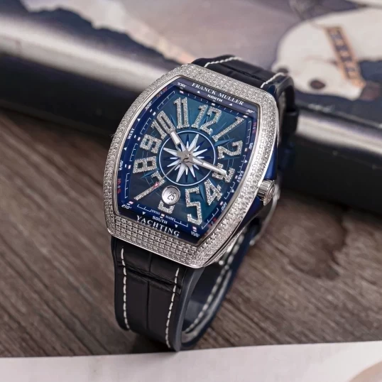 Franck Muller Yachting V41 Steel Custom Diamond Blue Dial