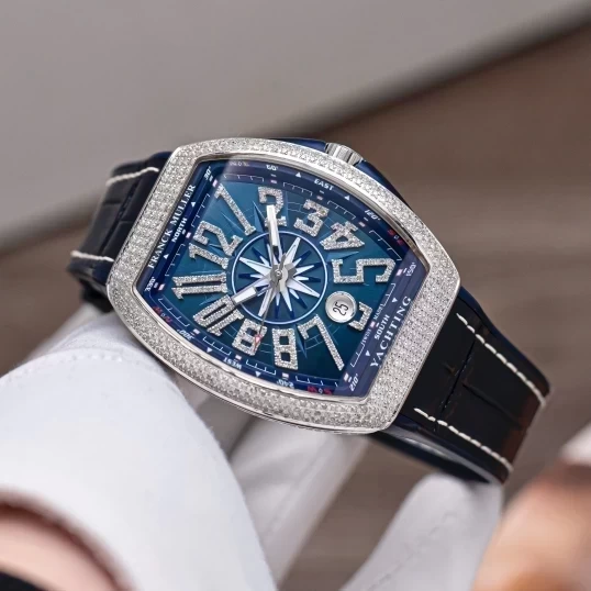 Franck Muller Yachting V41 Steel Custom Diamond Blue Dial