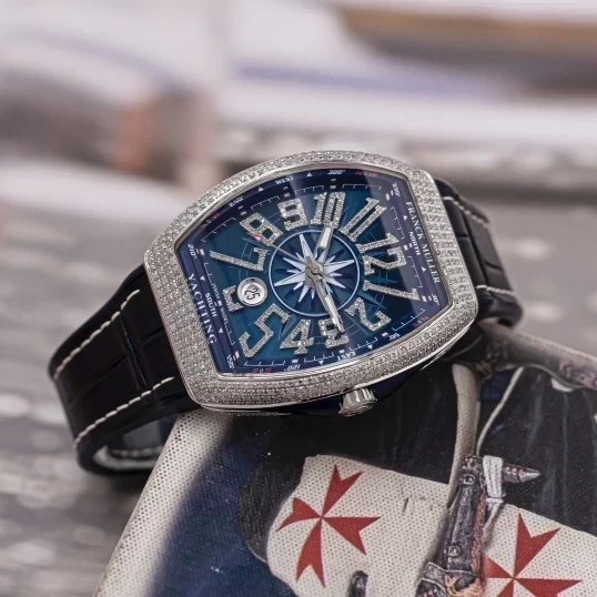 Franck Muller Yachting V41 Steel Custom Diamond Blue Dial