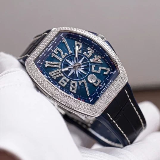 Franck Muller Yachting V41 Steel Custom Diamond Blue Dial