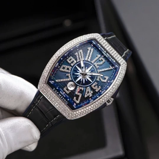 Franck Muller Yachting V41 Steel Custom Diamond Blue Dial Fullbox