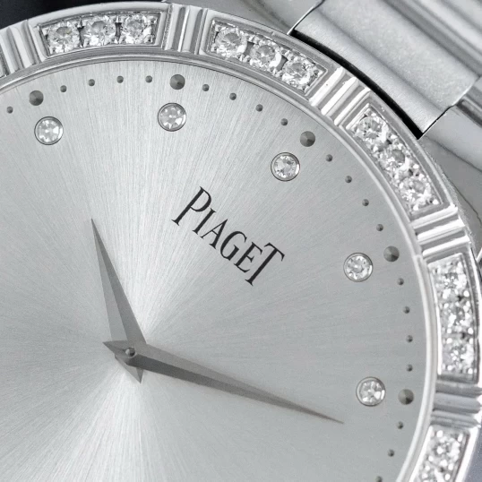 Piaget Dancer in White Gold with Diamond Bezel on White Gold Bracelet with Silver Diamond Dial Ref. G0A31046