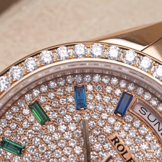 Rolex Oyster Perpetual Day-Date 36mm 118235 Custom Diamonds Dial