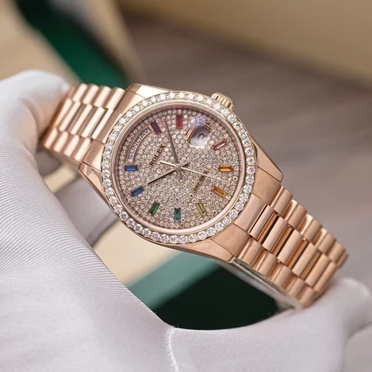 Rolex Oyster Perpetual Day-Date 36mm 118235 Custom Diamonds Dial