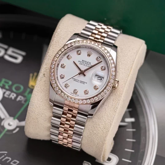 Rolex Oyster Perpetual Datejust 36mm 116231 Mặt số men trắng, Diamond Bezel